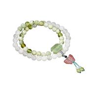 YONGHONGKEJI Pulsera De Cuentas De 6 Mm con Doble Vuelta Cristales Curativos Protección para Los 7 Chakras Jade Blanco Natural Uva Verde Marca Xiuyu Pulseras con Cuentas.