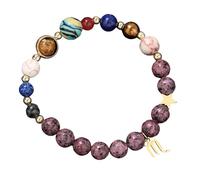 YONGHONGKEJI Pulsera De Las 12 constelaciones para Mujer Pulseras De Ocho Planetas con Estrella Guardiana Pulseras De Cuentas De Piedra Natural para Hombre Brazaletes Elásticos con Rodamientos De B