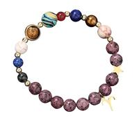 YONGHONGKEJI Pulsera De Las 12 constelaciones para Mujer Pulseras De Ocho Planetas con Estrella Guardiana Pulseras De Cuentas De Piedra Natural para Hombre Brazaletes Elásticos con Rodamientos De B