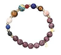 YONGHONGKEJI Pulsera De Las 12 constelaciones para Mujer Pulseras De Ocho Planetas con Estrella Guardiana Pulseras De Cuentas De Piedra Natural para Hombre Brazaletes Elásticos con Rodamientos De B