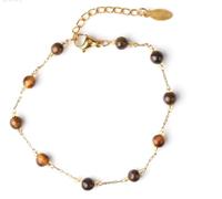 YONGHONGKEJI Pulsera Piedras Naturales Mujer Pulsera De Piedra De Ojo De Tigre Natural Fina De Color Dorado Con Cuentas De Cristal Ajustable De Preciosas De Chakra De Yoga Brazal