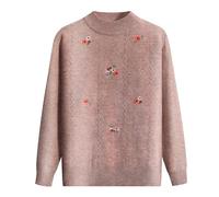 YONGHONGKEJI Suéter De Punto para Mujer De Mediana Edad Y Anciana Jersey De Señora Mayor Jersey De Jacquard Floral Retro Sudadera Suave Y Cómoda Ropa De Abuela Disfraz De Señora Mayor Beige L