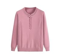 YONGHONGKEJI Suéter De Punto para Personas De Mediana Edad Y Mayores Jersey para Señora Mayor Cuello Redondo Tops De Manga Larga Ropa Ligera para Abuela Sudadera Informal para Madre Regalos para A