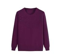 YONGHONGKEJI Suéter para Mujer De Mediana Edad Y Anciana Tejido Ligero Jersey para Señora Mayor Tops Casuales Ropa De Abuela Sudadera Suave Y Cómoda Disfraz De Señora Mayor Morado M