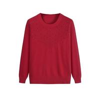 YONGHONGKEJI Suéter para Mujer De Mediana Edad Y Anciana Tejido Ligero Jersey para Señora Mayor Tops Casuales Ropa De Abuela Sudadera Suave Y Cómoda Disfraz De Señora Mayor Vino Tinto L