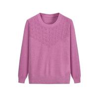 YONGHONGKEJI Suéteres De Punto para Personas De Mediana Edad Y Mayores Jersey De Señora Mayor Jersey Bordado Floral Cuello Redondo Prendas De Punto Tops De Manga Larga Sudaderas Ligeras Regalos Pa