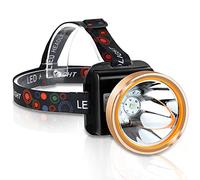 Yongkist Coon - Luz de caza, linterna frontal LED superbrillante, 2 modos de luz, impermeable, recargable, luz de búsqueda ajustable, cabeza dorada para caza, pesca, senderismo (luz blanca)