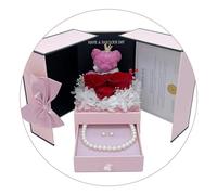 YONGMAN El juego de collar de perlas cultivadas en agua dulce incluye impresionantes aretes de tuerca y caja de regalo de lujo para mujer, longitud del collar: 20 pulgadas, diámetro de la perla: 7-8