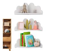 Yongmcxhhj 3 paquetes de estantes de pared de nube, estante flotante de madera con forma de nubes, estante organizador de almacenamiento flotante de nubes, estante de esquina para libros, para