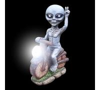 Yongmcxhhj Estatua de Alien Solar | Decoración Caprichosa de Resina para Exterior - Lámpara Solar Impermeable para Jardín Terraza Balcón Decoración Colección Ciencia Ficción