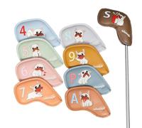 Yongmcxhhj Fundas para Cabezas De Hierro De Palos De Golf,9 Piezas Perro de Dibujos Animados PU Cuero Protector Portátil - para Palos de Golf,para Práctica en Campo, Entrenamiento al Aire Libre,