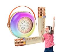 Yongmcxhhj Karaoke para Niños - Altavoz Portátil con 2 Micrófonos Incluidos | Altavoz Portátil con Luces | para Fiestas Infantiles, Celebraciones Familiares, Cumpleaños Y Eventos En Casa