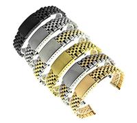 YONGNAGUI NASUNJIA 18 mm 20 mm 22 mm de reloj de reloj de metal pulsera pulido de plata pulido de acero inoxidable banda de la correa de la correa accesorios de reemplazo(Black,20mm)