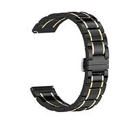 YONGNAGUI NASUNJIA 20 mm 22 mm 24 mm banda de cerámica de lujo en forma for Samsung Galaxy 3 Watch 46mm 42mm Gear ST3 Strap Active 2 40 44mm Smart Watch Correa de cerámica(Black gold,24mm)