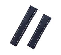 YONGNAGUI NASUNJIA Banda de reloj Compatible con Breitling Strap Compatible Withr Mundo de navitimer Avenger Superocean Cinturón 20 mm 22mm 24mm logo(Dark blue falt,WITH SILVER BUCKLE_22MM)