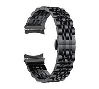 YONGNAGUI NASUNJIA Compatible con Galaxy Watch 4 Band 44mm 40mm Galaxy Watch 4 Classic 46mm 42mm Correa Sin espacios Pulsera de acero inoxidable Extremo curvo(Black,Galaxy watch 4 44mm)