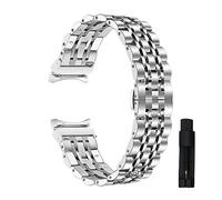 YONGNAGUI NASUNJIA Compatible con Galaxy Watch 4 Band 44mm 40mm Galaxy Watch 4 Classic 46mm 42mm Correa Sin espacios Pulsera de acero inoxidable Extremo curvo(Silver tool,Galaxy watch 4 44mm)