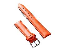 YONGNAGUI NASUNJIA Correa de cuero 12/14/16/18/19/20/21/22/24mm, correa de reloj de Material suave, correas de reloj de pulsera con hebilla de acero inoxidable de Color plateado(Orange,21mm)