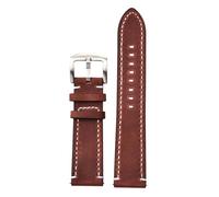 YONGNAGUI NASUNJIA Correa De Cuero Genuino Retro Hecha A Mano Piel De Caballo Loco Correa De Reloj De Cuero De Vaca 18mm 20mm 22mm 24mm Correa De Reloj For Hombre(Wine red-SL buckle,18mm)