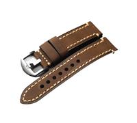 YONGNAGUI NASUNJIA Correa De Piel De Vaca Negra Y Marrón Cepillada Vintage, Pulsera De Cuero De Caballo Loco Suave De 18mm, 20mm, 21mm, 22mm, 23mm, 24mm Y 26mm(Brown sliver buckle,20mm)