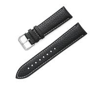 YONGNAGUI NASUNJIA Correa De Reloj De Cuero Genuino 12mm 14mm 16mm 18mm 20mm 22mm Correas De Muñeca Con Patrón De Lichi Correas De Reloj De Piel De Becerro De Repuesto(Black-white line,18mm)