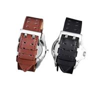 YONGNAGUI NASUNJIA Correa de reloj de cuero genuino Compatible con Hammi Hamilton Air Field Jazz Khaki Series Classic Leather Watch Band 20 22mm Men(Black black -steel,22mm)