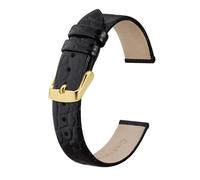 YONGNAGUI NASUNJIA Correa De Reloj De Cuero Genuino For Mujer, 8mm, 10mm, 12mm, 14mm, 16mm, 18mm, 19mm, 20mm, Correa De Repuesto Con Hebilla Inoxidable(Black-Gold,12mm)