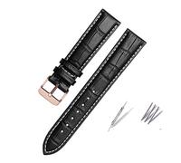 YONGNAGUI NASUNJIA Correa De Reloj De Cuero Genuino Marrón Y Negro De 18/19/20/21/22 23/24mm Compatible Con Pulsera Hamilton For Hombres Y Mujeres Con Hebilla(Black-White-Rose,17mm)