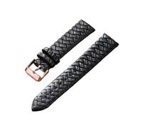 YONGNAGUI NASUNJIA Correa de reloj de ocio 8mm 10mm 12mm 14mm 16mm 18mm 20mm 22mm 24mm correa de reloj de pulsera de patrón tejido de cuero genuino correa suave azul(Black rose gold,22mm)