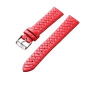 YONGNAGUI NASUNJIA Correa de reloj de ocio 8mm 10mm 12mm 14mm 16mm 18mm 20mm 22mm 24mm correa de reloj de pulsera de patrón tejido de cuero genuino correa suave azul(Red silver buckle,8mm)