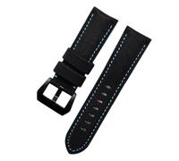 YONGNAGUI NASUNJIA Correa de reloj de piel con textura de nailon compatible con Panerai PAM01661|441 Marina Correa de reloj negra azul 22 mm 24 mm 26 mm Accesorios Pulseras(Black blue black,26mm)