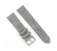YONGNAGUI NASUNJIA Correa De Reloj De Piel De Ante Vintage, 18mm, 20mm, 22mm, 24mm, Costura Hecha A Mano, Repuesto De Reloj For Hombres Y Mujeres(Gray no wire,24mm)