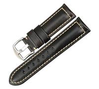 YONGNAGUI NASUNJIA Correa De Reloj Hecha A Mano De 20mm, 22mm Y 24mm con Hebilla Negra, Correa De Reloj De Cuero Encerado Al Óleo Vintage Compatible con Correa De Reloj Fossil(Black S,19mm)