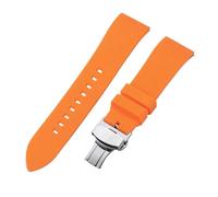 YONGNAGUI NASUNJIA Correa de silicona de liberación rápida for reloj deportivo de 18 mm, 19 mm, 20 mm, 22 mm y 24 mm con hebilla de mariposa en negro, marrón y rojo.(Orange,19MM_SILVER CLASP)