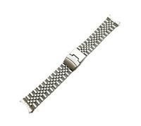 YONGNAGUI NASUNJIA Correa final curvada de banda de reloj de acero inoxidable. Skx009 2 0mm 22mm doble hebilla cierre banda de pulsera pulsera plata negro compatible con Tissot(Silver 3,22mm)