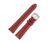 YONGNAGUI NASUNJIA Correas De Reloj Vintage De Cuero Genuino For Hombre Y Mujer, Pulsera Hecha A Mano De 18, 19, 20, 21 Y 22mm Con Hebilla De Acero Inoxidable(Red,18MM_L-130 90MM)