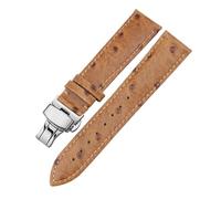 YONGNAGUI NASUNJIA Patrón de avestruz Correa de cuero genuino 12 13 14 15 16 17 18 19 20 21 22 24mm Pulsera verde roja compatible con Tissot Dw Cadena de reloj MIDO CK(Antique Black,23mm)