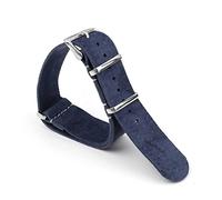 YONGNAGUI NASUNJIA Reloj Correa de gamuza cuero suave reloj de reloj de acero inoxidable Hebilla cuadrada Reemplazo de la muñeca Strap18mm 20mm 22mm 24mm(Blue,22mm)