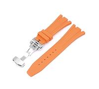 YONGNAGUI NASUNJIA Silicona de 26 mm ajuste for AP Banda de reloj de hebilla de mariposa Pulsera de goma de camuflaje Compatible With Audemars y Piguet 15400/26470/15703(Orange B)