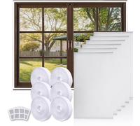 YongSral 6 Pcs Mosquiteras para Ventanas, 130 * 150cm Mosquitera Ventana Ajustable, Tela Mosquitera con 6 Cinta Autoadhesiva y 3 Parches de Ventana, Prevenir Eficazmente Mosquitos, Insectos (Blanco)