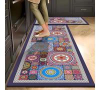 YongXinMY Alfombra de cocina antideslizante con patrones florales retro, vintage, bohemio, impermeable, de secado rápido, para cocina, sala de estar, lavandería, fregadero, entrada, pasillos (#2,50 x