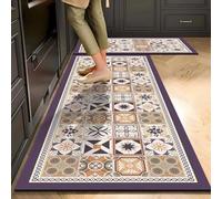 YongXinMY Alfombra de cocina antideslizante con patrones florales retro, vintage, bohemio, impermeable, de secado rápido, para cocina, sala de estar, lavandería, fregadero, entrada, pasillos (#6,40 x