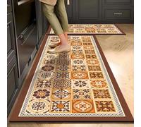 YongXinMY Alfombra de cocina antideslizante con patrones florales retro, vintage, bohemio, impermeable, de secado rápido, para cocina, sala de estar, lavandería, fregadero, entrada, pasillos (#3,50 x