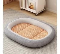 YongXinMY Cama refrescante de ratán para mascotas, tapete de verano transpirable para gatos y perros con borde de algodón de polipropileno, antideslizante, cómoda y duradera, almohadilla de