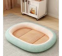 YongXinMY Cama refrescante de ratán para mascotas, tapete de verano transpirable para gatos y perros con borde de algodón de polipropileno, antideslizante, cómoda, duradera, almohadilla de