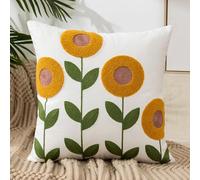 YongXinMY Funda de cojín bordada de 18 x 18 pulgadas, funda de cojín cuadrada floral bohemia, fundas de almohada decorativas francesas para sofá, cama, sala de estar, dormitorio, oficina (#4)