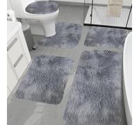 YongXinMY Juego de 5 alfombras de baño peludas - Tapetes de baño de microfibra de felpa de teñido anudado, suave, grueso, absorbente, antideslizante, cubierta de tapa de inodoro, tapetes de contorno