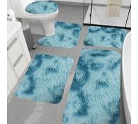 YongXinMY Juego de 5 tapetes de baño peludos - Tapetes de baño de microfibra de felpa de teñido anudado, suave, grueso, absorbente, antideslizante, cubierta de tapa de inodoro, tapetes de contorno en