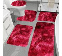 YongXinMY Juego de 5 tapetes de baño peludos - Tapetes de baño de microfibra de felpa de teñido anudado, suave, grueso, absorbente, antideslizante, cubierta de tapa de inodoro, tapetes de contorno en