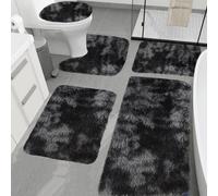 YongXinMY Juego de 5 tapetes de baño peludos - Tapetes de baño de microfibra de felpa de teñido anudado, suave, grueso, absorbente, antideslizante, cubierta de tapa de inodoro, tapetes de contorno en